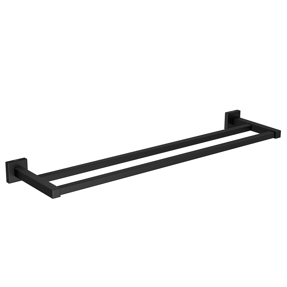 Porta Toalha Barra Duplo Quadratta Black Matte - 2042.BL83.MT