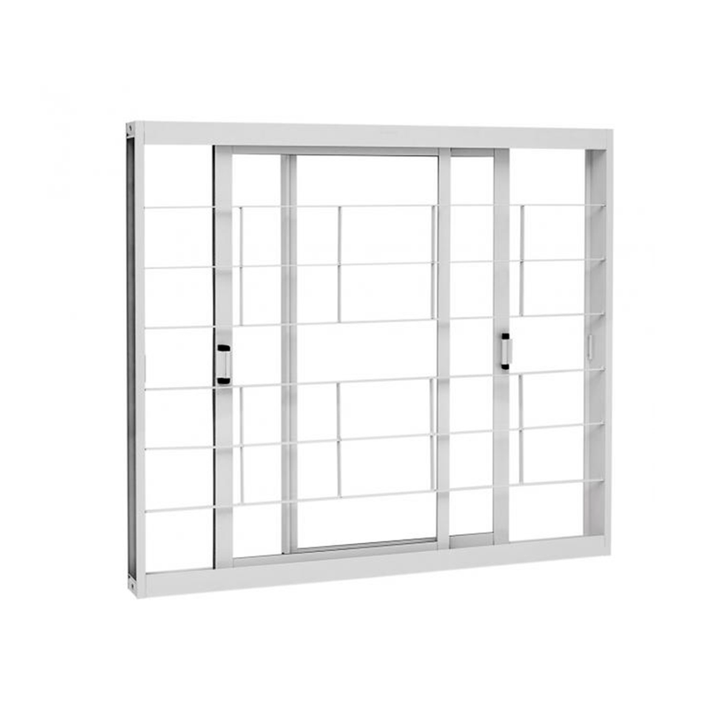 Janela de Correr Grade Quadriculada Aço - 2 Folhas Móveis Janela de Correr Grade Quadriculada Aço - 2 Folhas Móveis