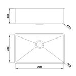Cuba para Cozinha Retângular Linha Reta Inox 70x40x23cm 1mm
