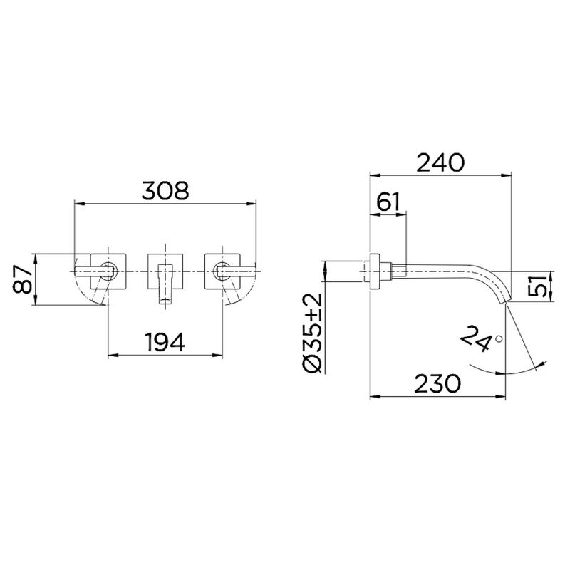 Misturador para Banheiro Parede Stillo - 00832406 - Docol