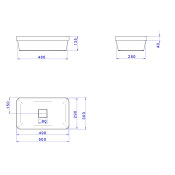 Cuba para Lavatorio de Sobrepor Retangular 50cm Branco - L.23050.17 - Deca