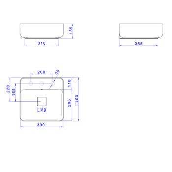 Cuba para Lavatorio de Apoio com Deck 40cm Ébano Fosco - L.11040.M.94 - Deca