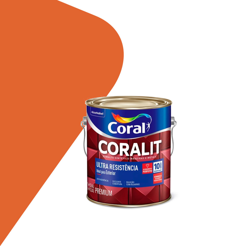 Esmalte Sintético Brilhante Coralit Laranja 3,6L - Coral