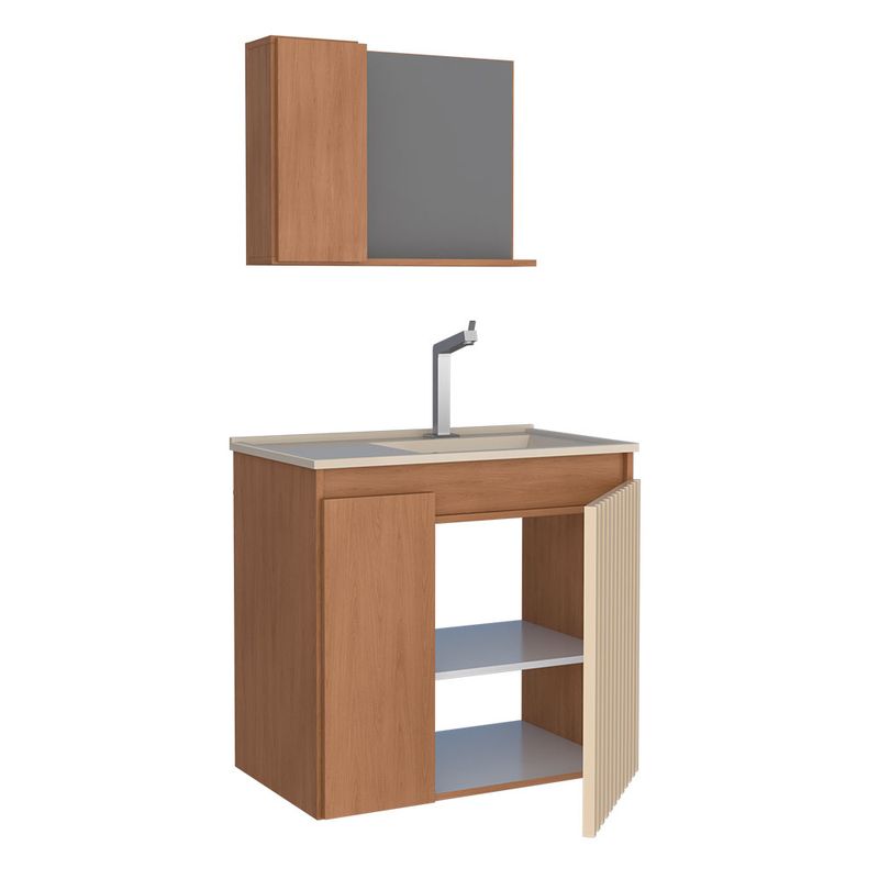 Kit Gabinete para Banheiro Camomila Areia 60cm - Cozimax