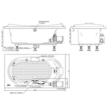 Banheira de Hidromassagem EURA Acrílica 8 Jatos 165x91x49cm sem Aquecedor - Jacuzzi